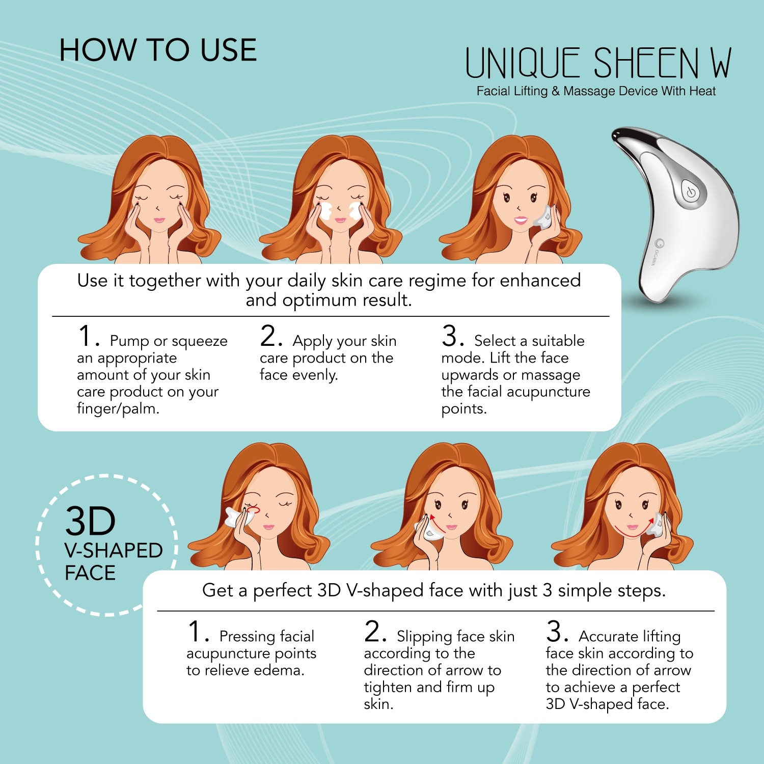 OGAWA Unique Sheen W Facial Lifting & Massage Device with Heat