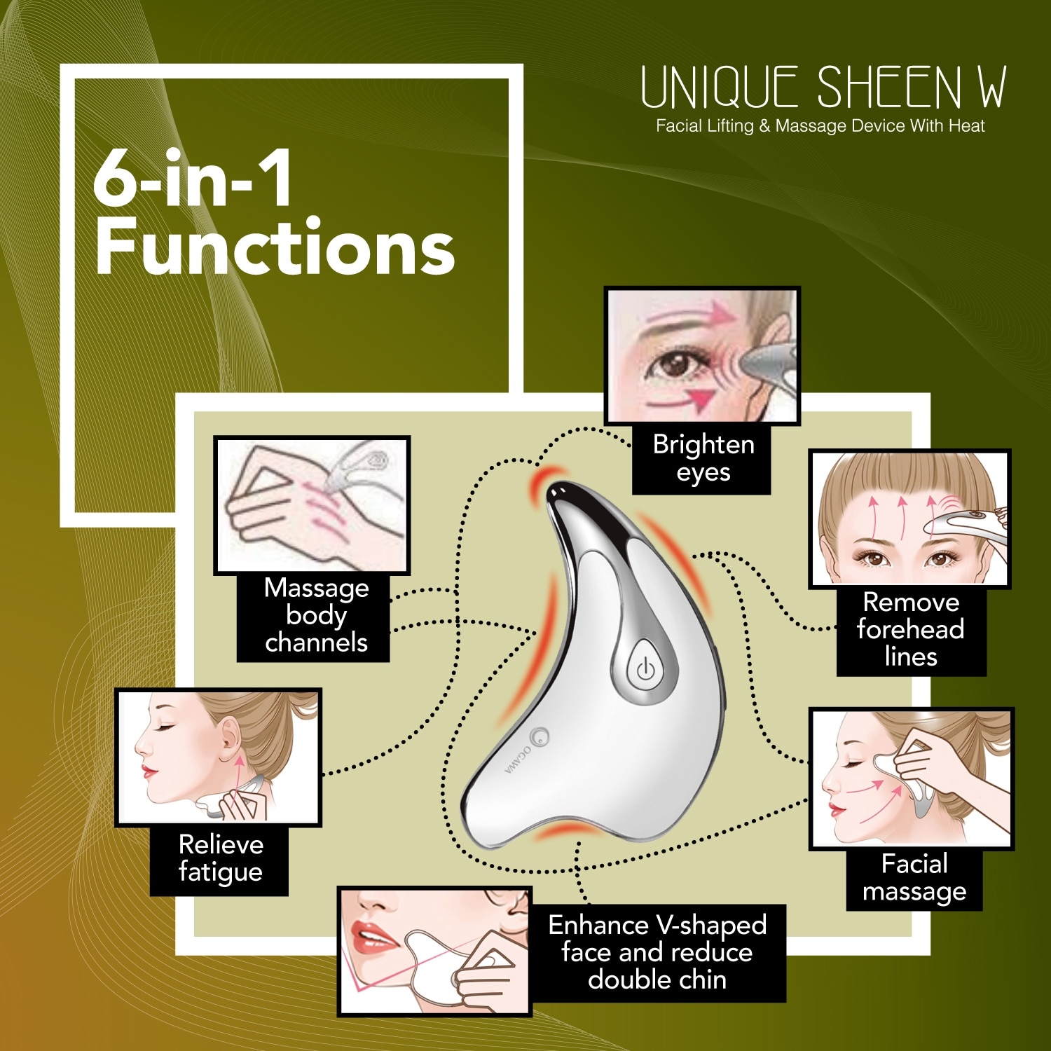 OGAWA Unique Sheen W Facial Lifting & Massage Device with Heat