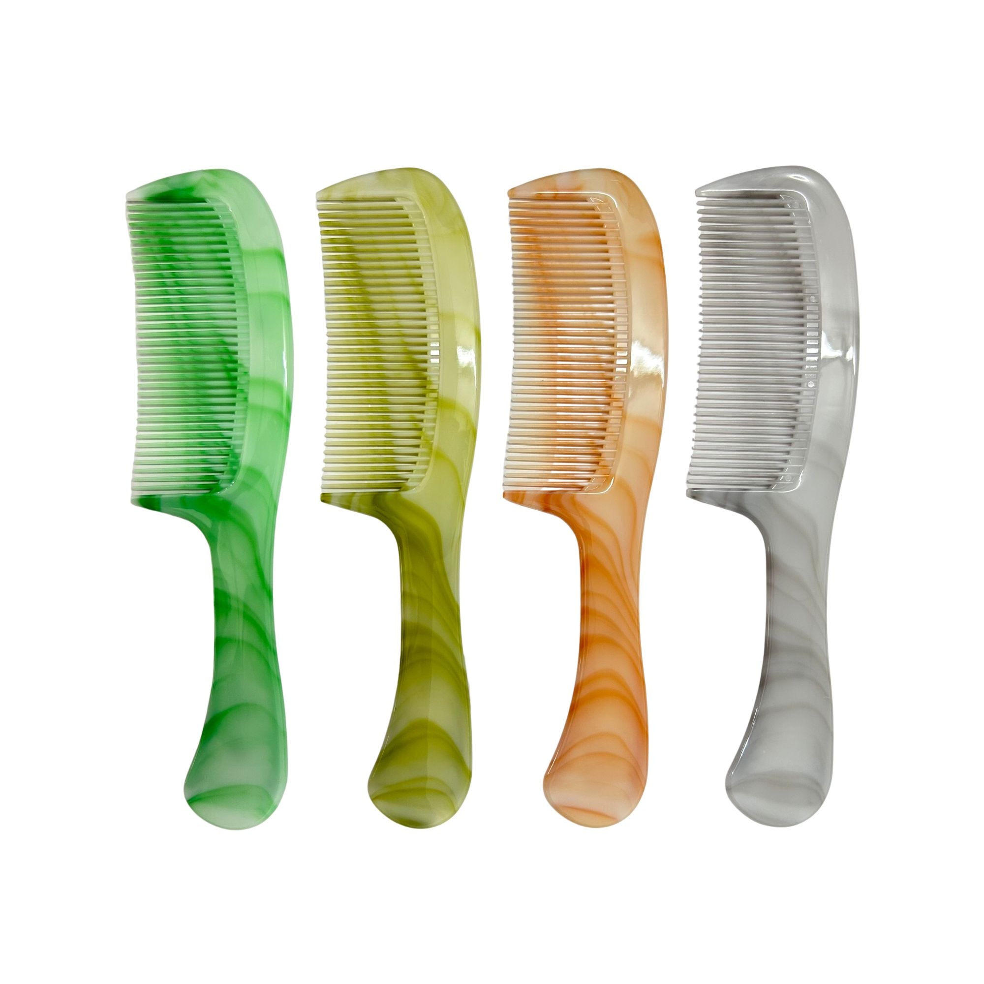 CB 0385 NO1 FINE AND WIDE TOOTH HANDLE COMB PEARL COLOUR image