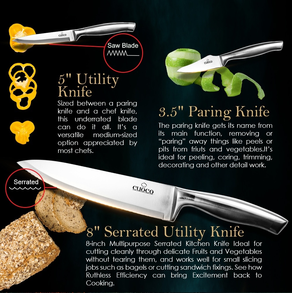 Cuoco Grade 420 Stainless Steel Knife Set CKS003