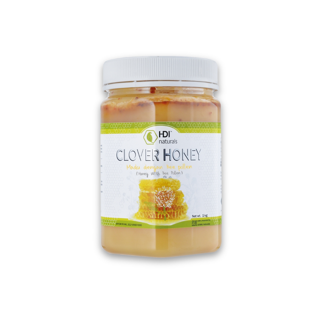 HDI Naturals™ Pure Clover Honey with Honeybee Pollen - Madu Asli dari New Zealand - 1kg