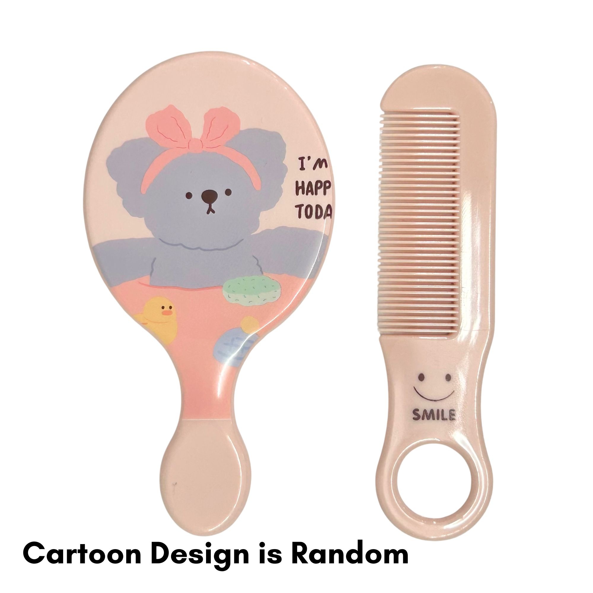 CUTE CARTOON HAIR COMB & MIRROR SET (RANDOM CARTOON DESIGN) image