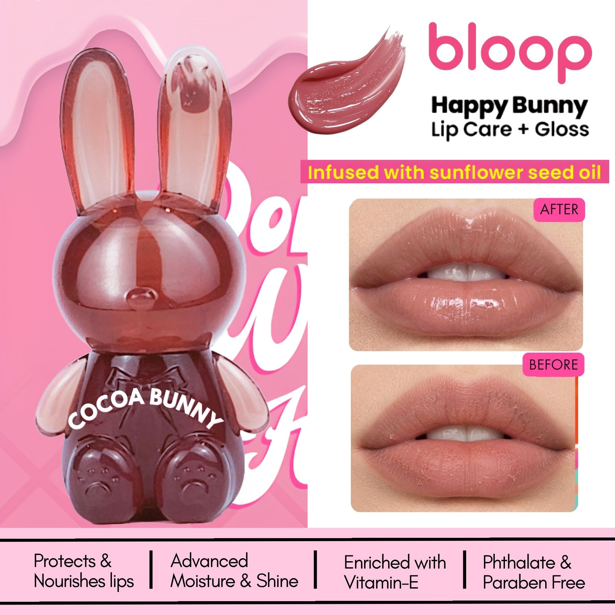 Bloop Happy Bunny Lip Care + Gloss Cocoa image