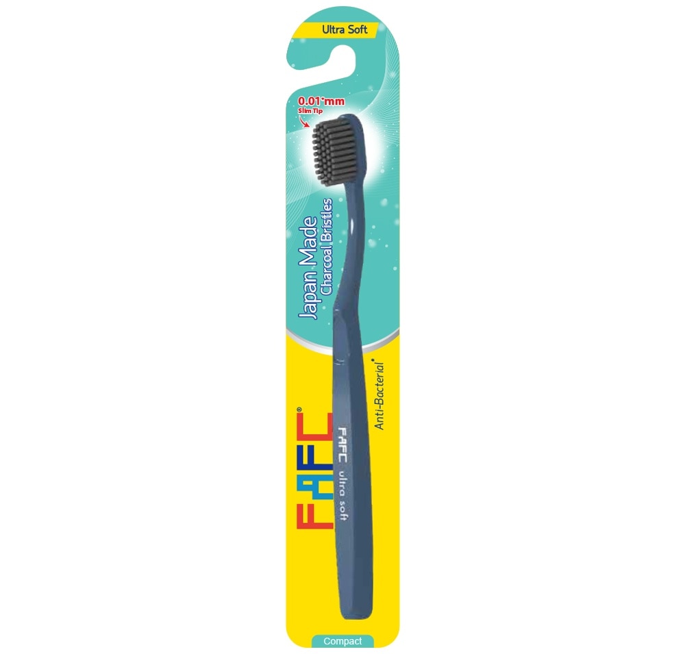 FAFC Compact Charcoal Adult Toothbrush (1 Pc) Japan Toray Charcoal Bristles Ultra Soft