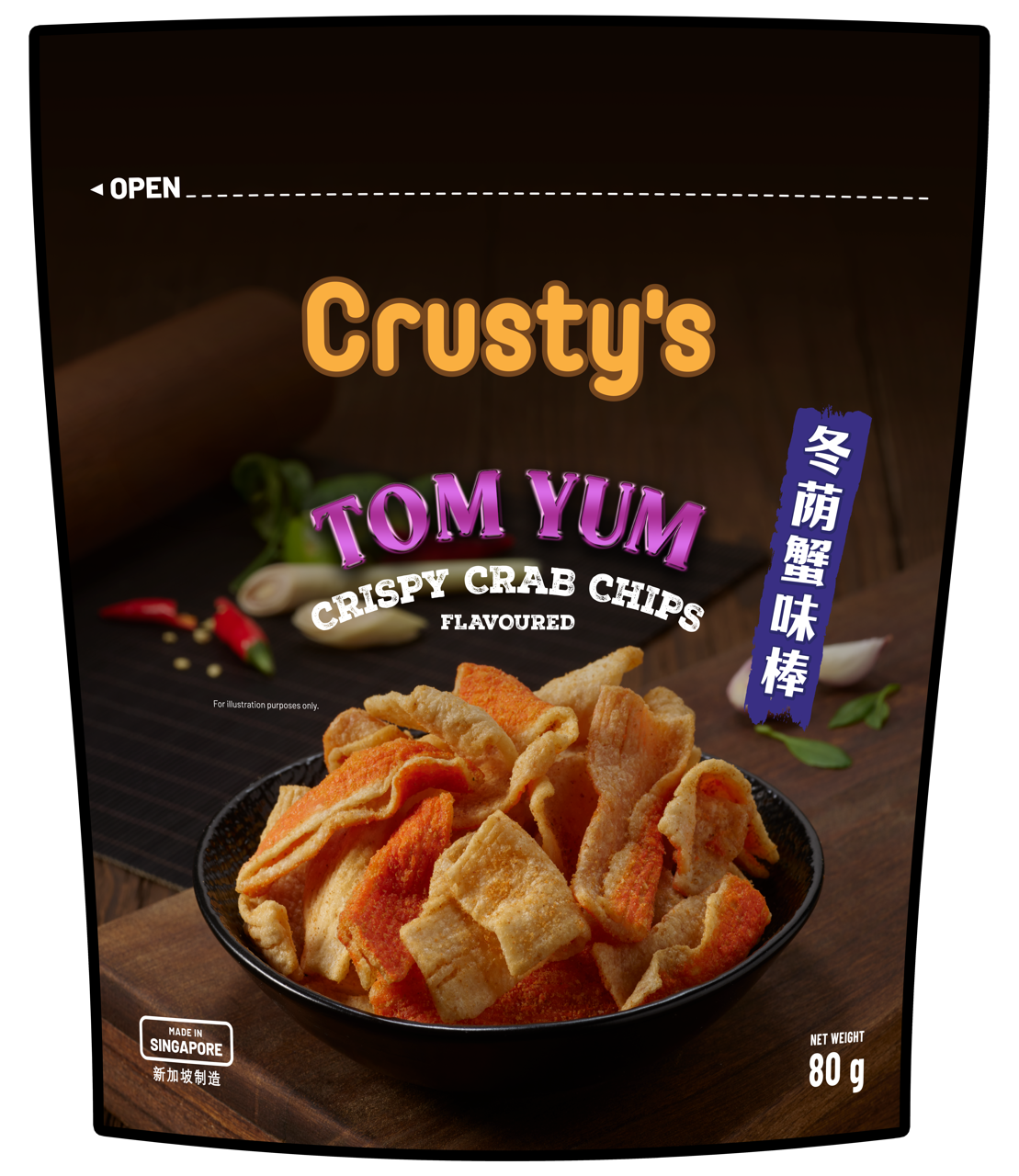 Crusty's Tom Yum Crispy Crab Chips 80g image