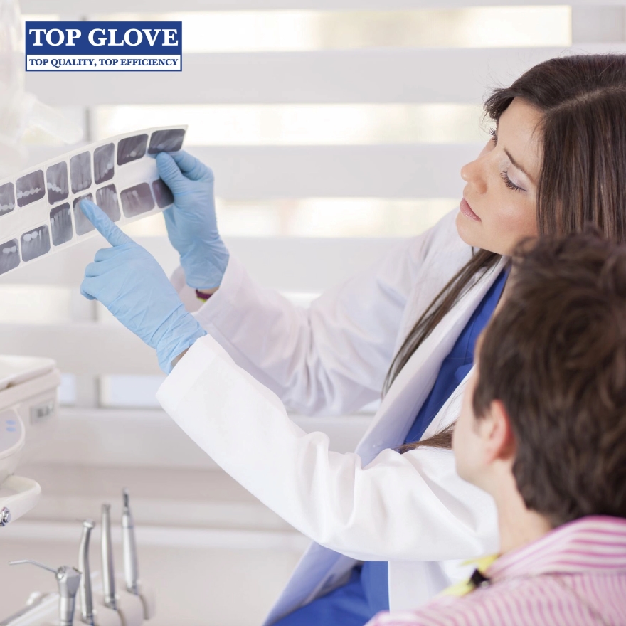 Top Glove Nitrile Examination Powder Free Glove Blue, L