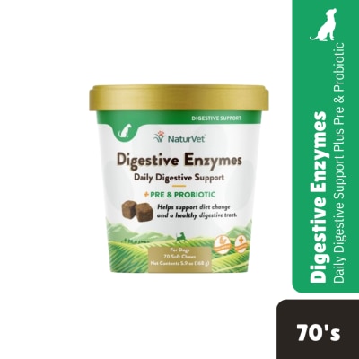 NATURVET Digestive Enzymes Soft Chews With Prebiotics and Probiotics 70s