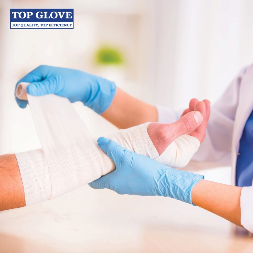 Top Glove Nitrile Examination Powder Free Glove Blue, M