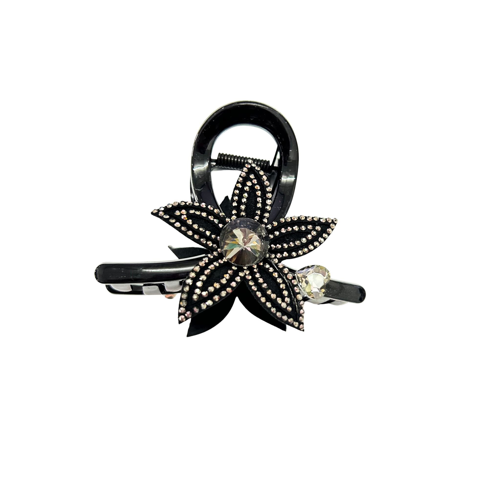 #EA0029 CRYSTAL BLOOM HAIR CLAW CLIP 8CM