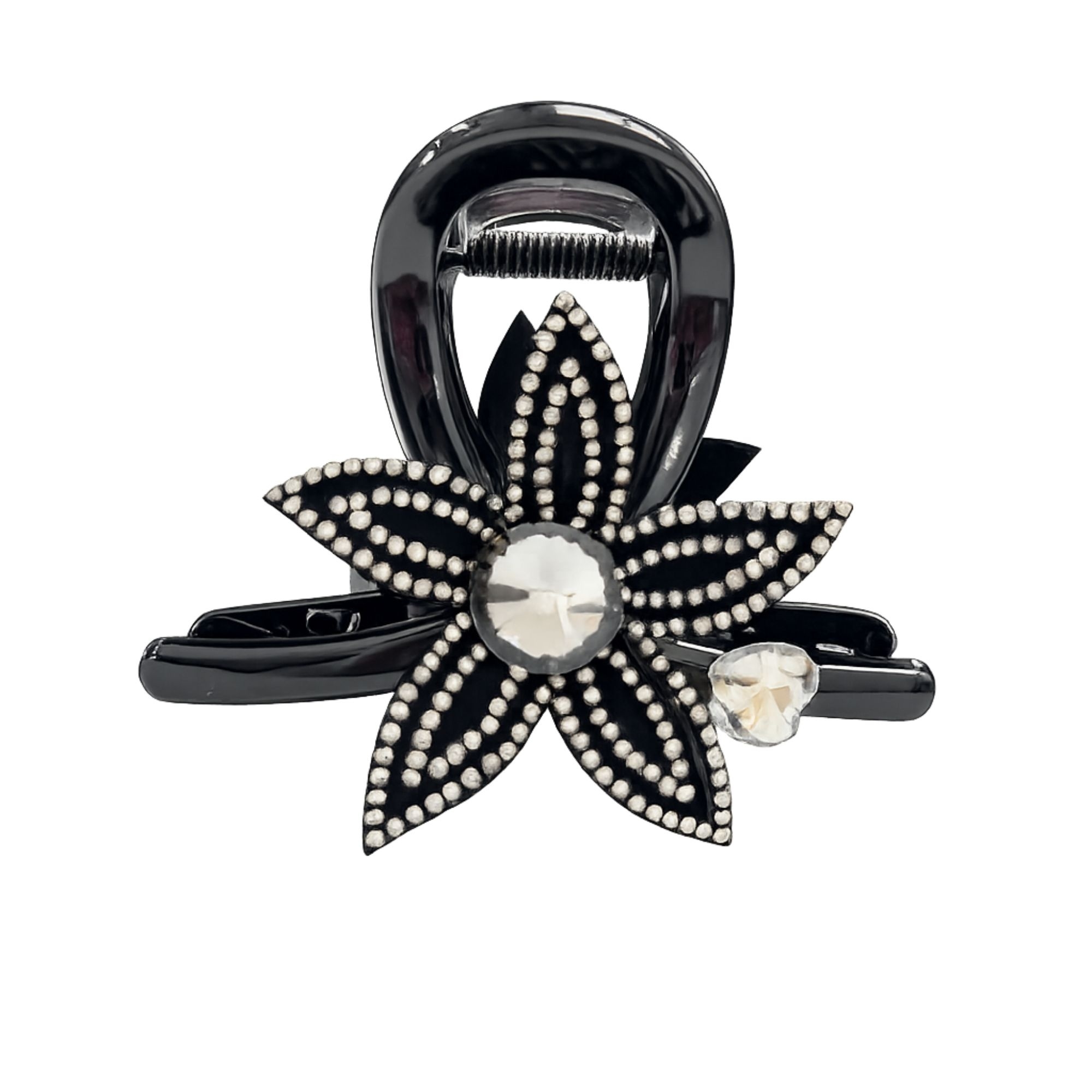 #EA0029 CRYSTAL BLOOM HAIR CLAW CLIP 8CM