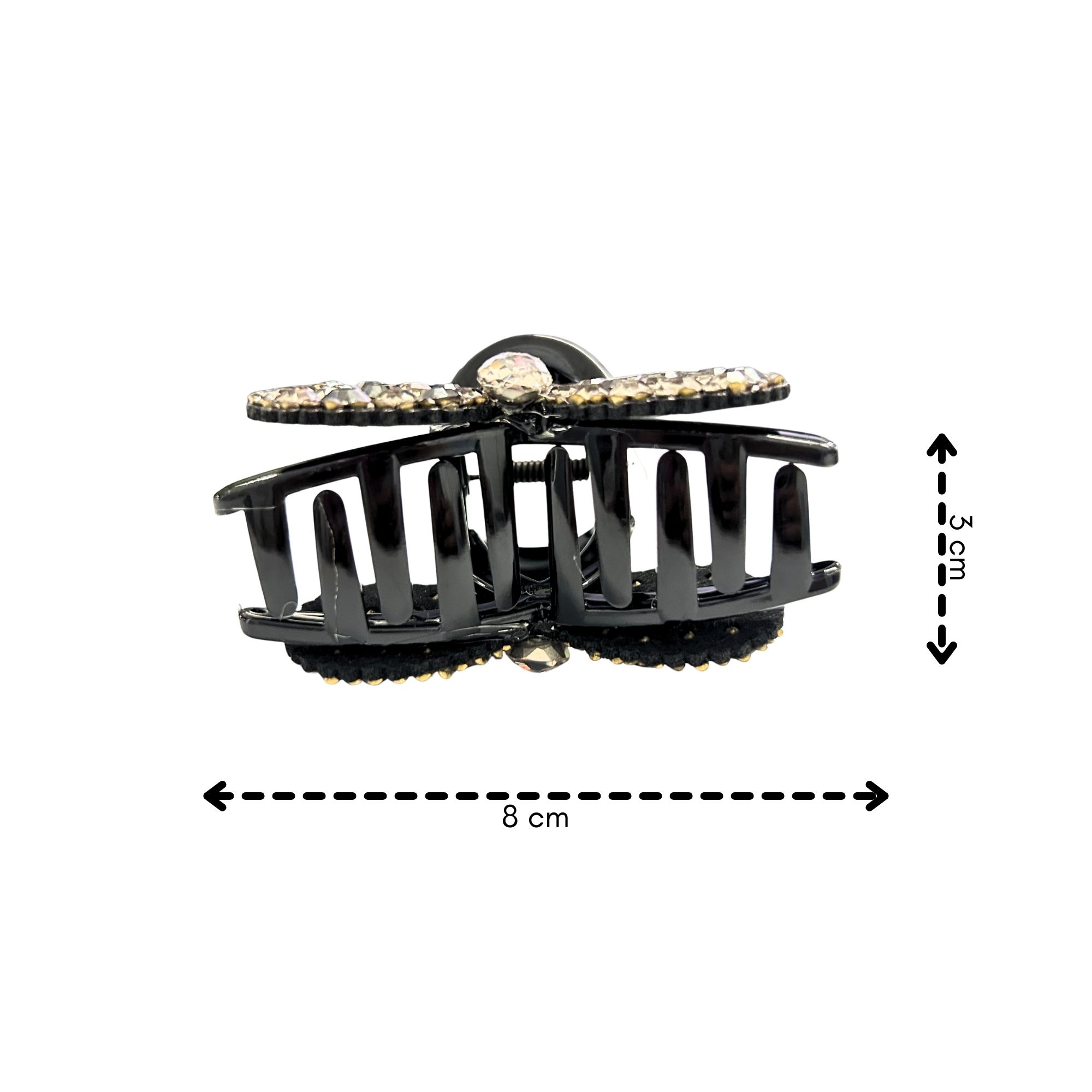 #EA0032 CRYSTAL BOW HAIR CLAW 8CM