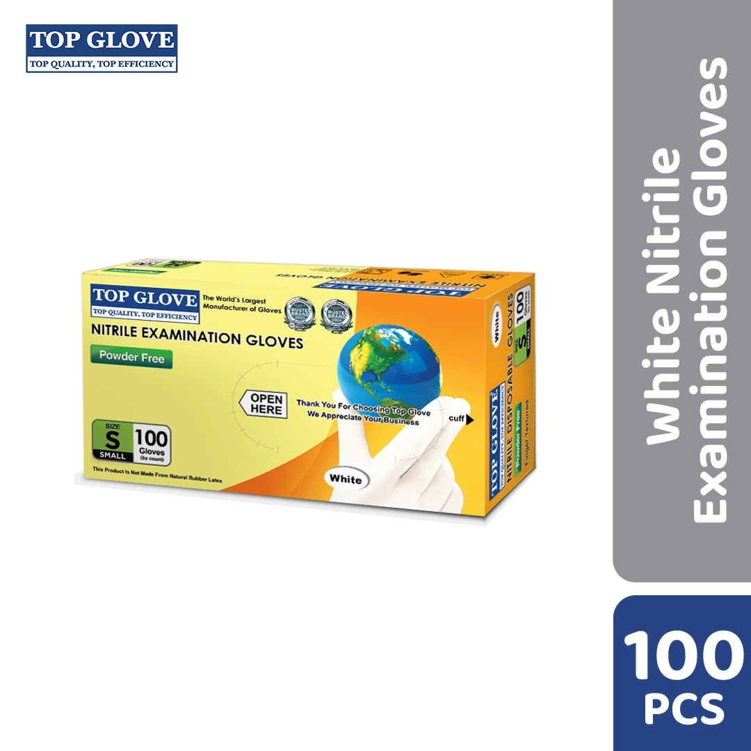 Top Glove Nitrile Examination Powder Free Glove White, S