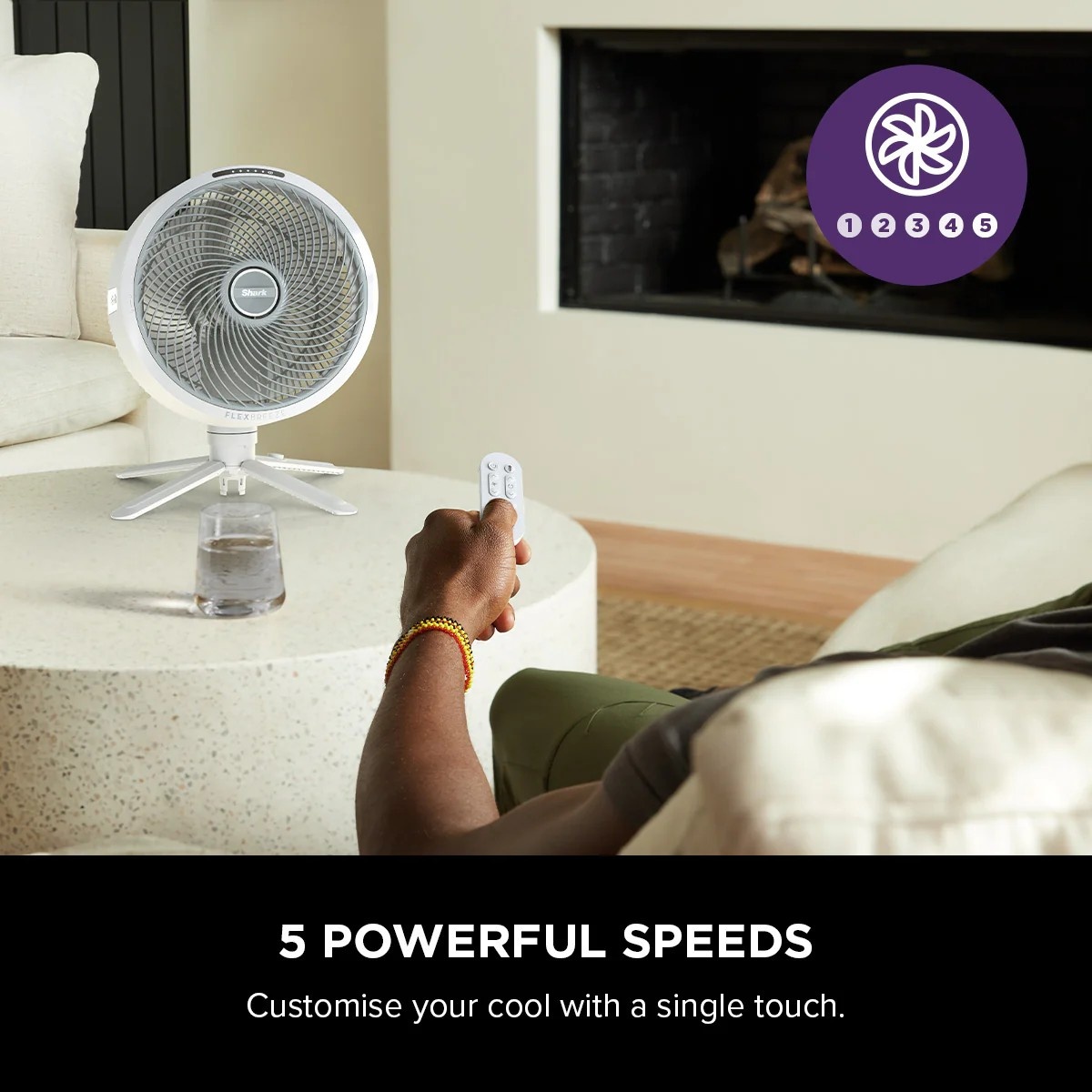 SHARK FLEXBREEZE CORDLESS & PORTABLE FAN FA221SM WHITE
