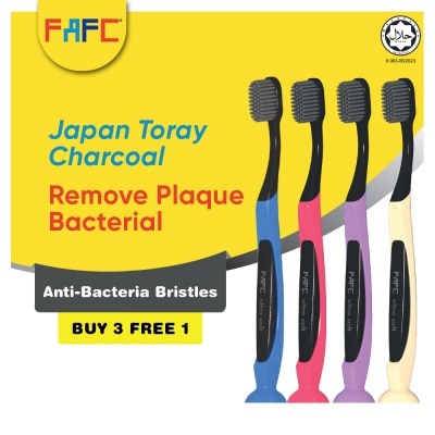 FAFC FAFC Antibacterial Charcoal Adult Suction Toothbrush Ultra Soft B3F1 Random Color(100% NEW MATERIAL)Japan Toray Bristles