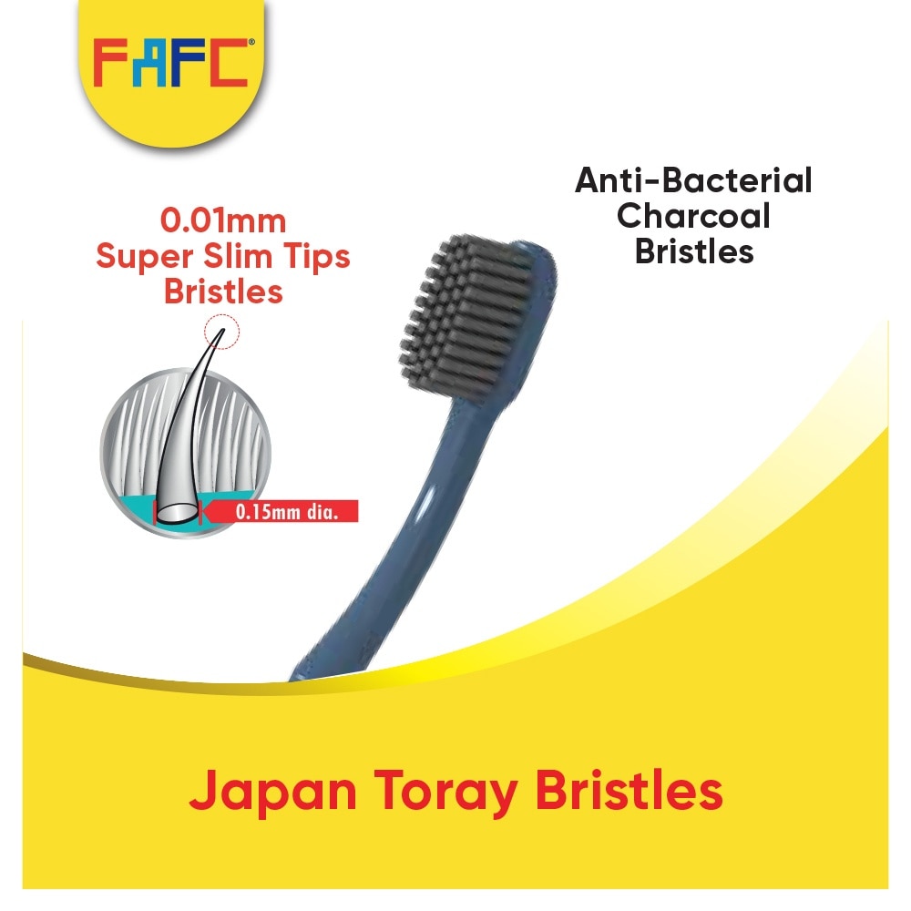 FAFC Antibacterial Charcoal Adult Suction Toothbrush Ultra Soft B3F1 Random Color(100% NEW MATERIAL)Japan Toray Bristles