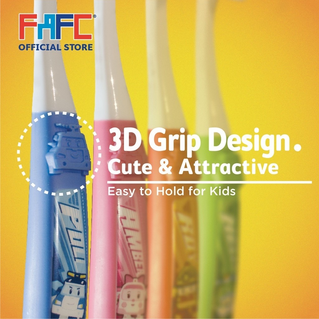 FAFC Robocar Poli Kids Toothbrush Premium Travel Set Age 3+ (1 Pack) Germany Kraiburg TPE