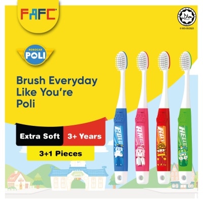 FAFC - FAFC Robocar Poli Hook Extra Soft Kids Toothbrush Age 3+ [Buy 3 Free 1]