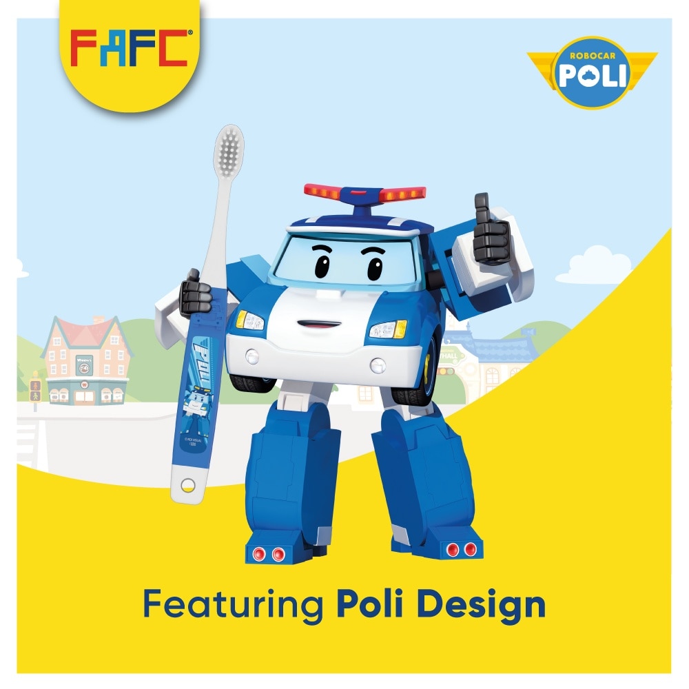 FAFC Robocar Poli Hook Extra Soft Kids Toothbrush Age 3+ [Buy 3 Free 1]