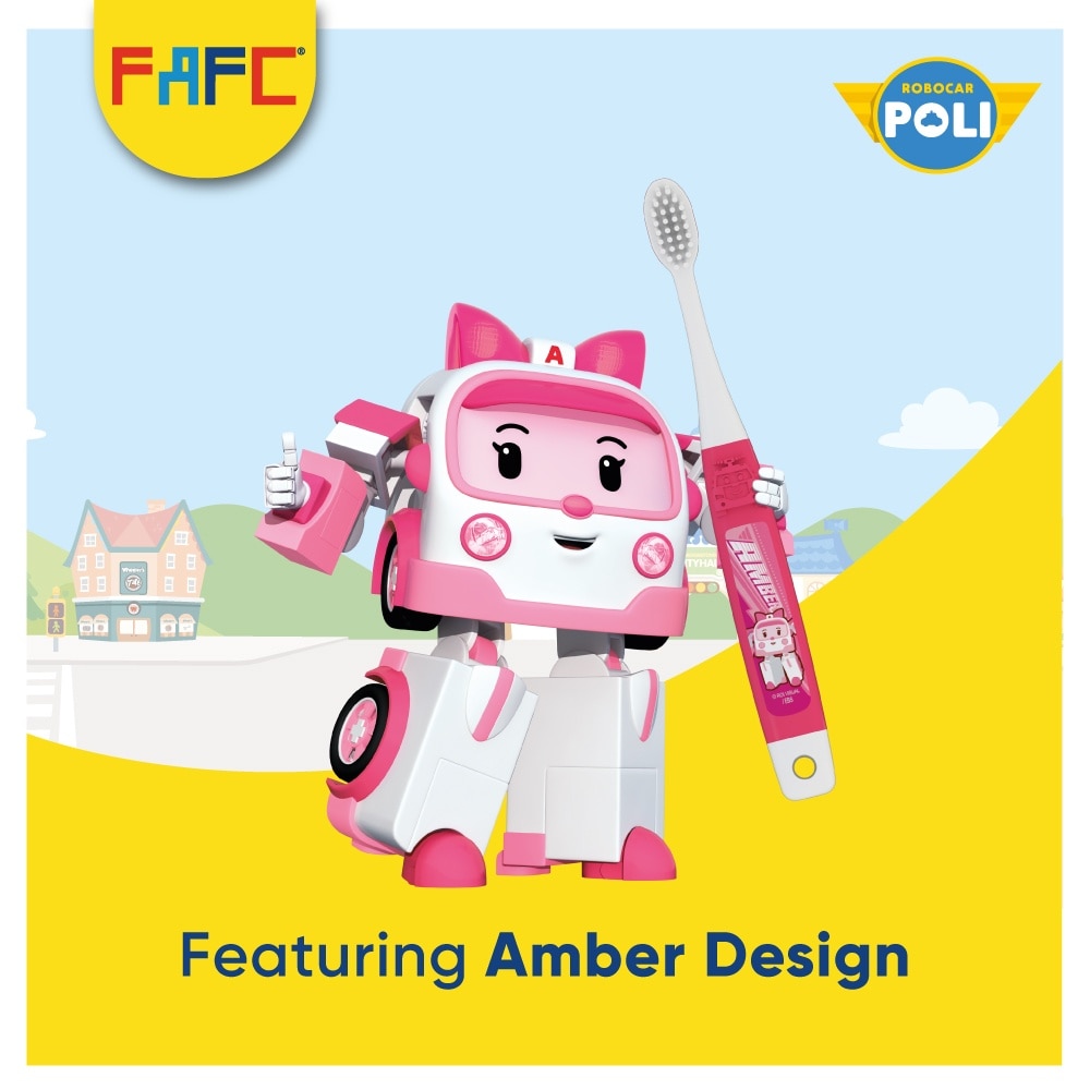 FAFC Robocar Poli Hook Extra Soft Kids Toothbrush Age 3+ [Buy 3 Free 1]