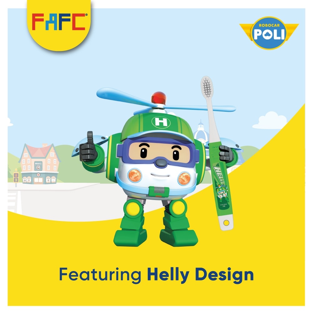 FAFC Robocar Poli Hook Extra Soft Kids Toothbrush Age 3+ [Buy 3 Free 1]