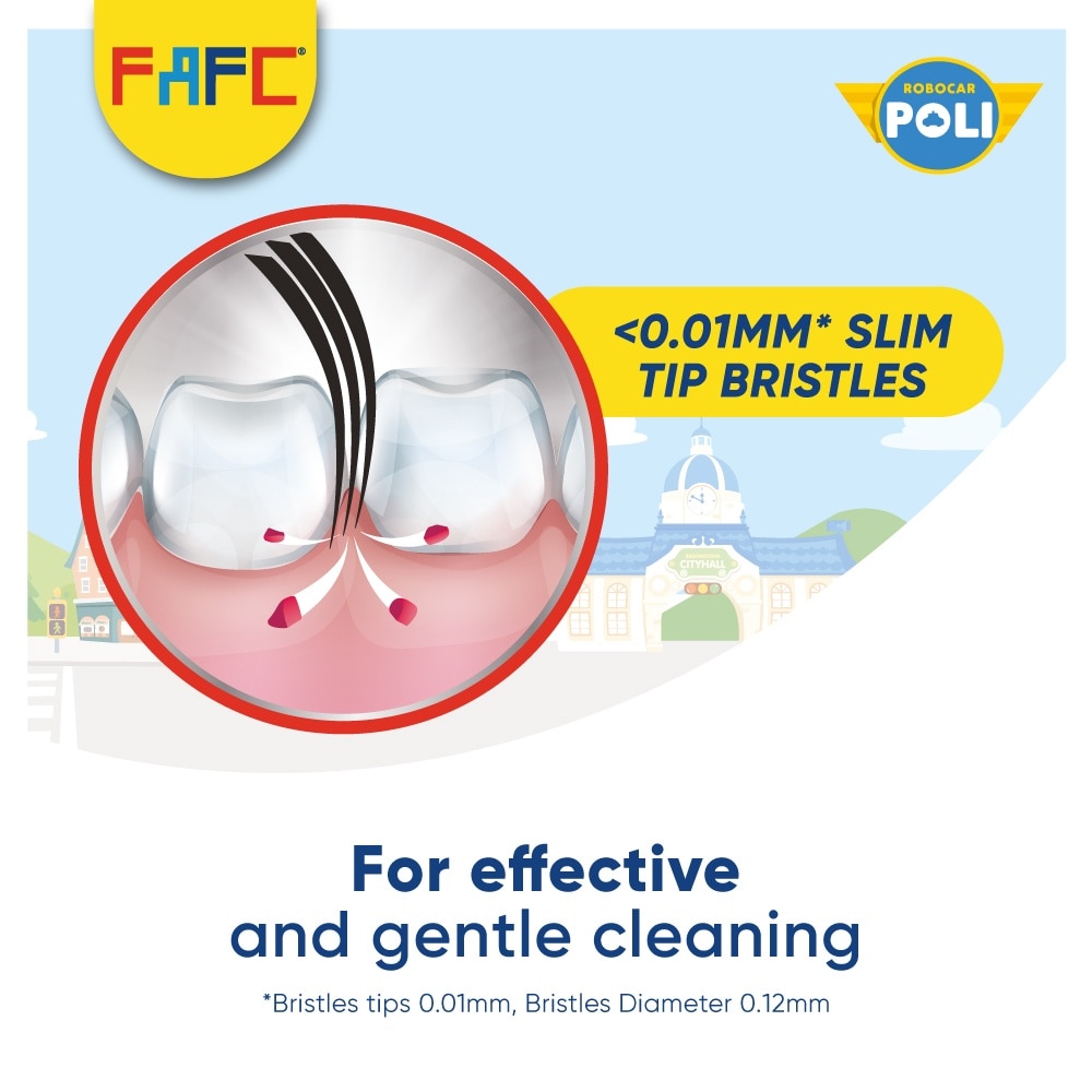 FAFC Robocar Poli Hook Extra Soft Kids Toothbrush Age 3+ [Buy 3 Free 1]