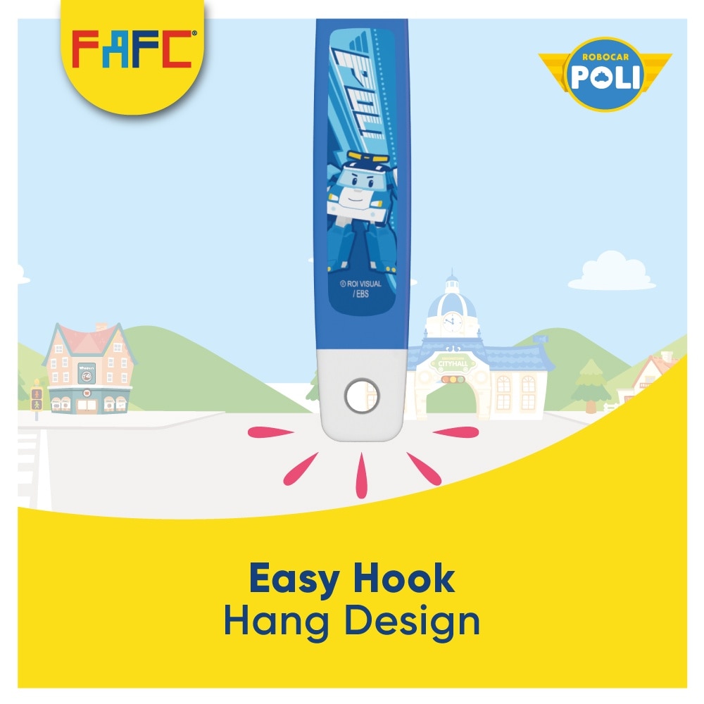 FAFC Robocar Poli Hook Extra Soft Kids Toothbrush Age 3+ [Buy 3 Free 1]