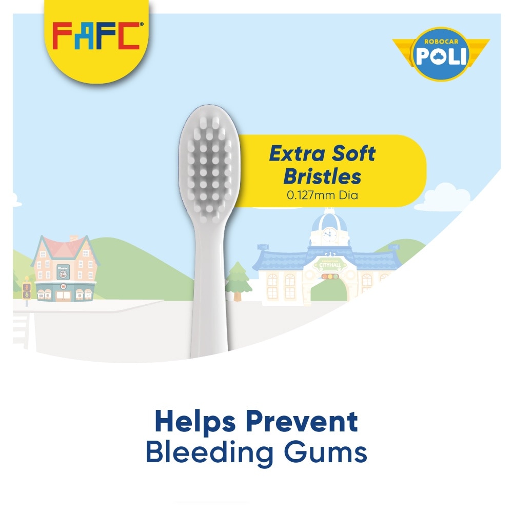 FAFC Robocar Poli Hook Extra Soft Kids Toothbrush Age 3+ [Buy 3 Free 1]