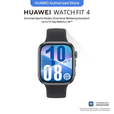 HUAWEI HUAWEI WATCH FIT 4 Black Smartwatch, Pro-Level Outdoor Sports**, ECG**, Up to 10-day Battery Life