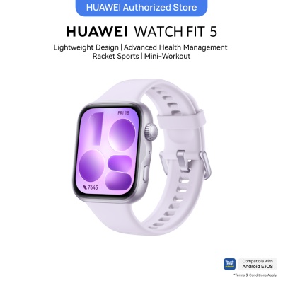 HUAWEI - HUAWEI WATCH FIT 5 Purple Smartwatch, Titanium Bezel &amp;amp; 2.5D Sapphire Glass*, Diabetes Risk Study**, ECG &amp;amp; PWAA Cardiovascular Health Insights*, Mini-workout