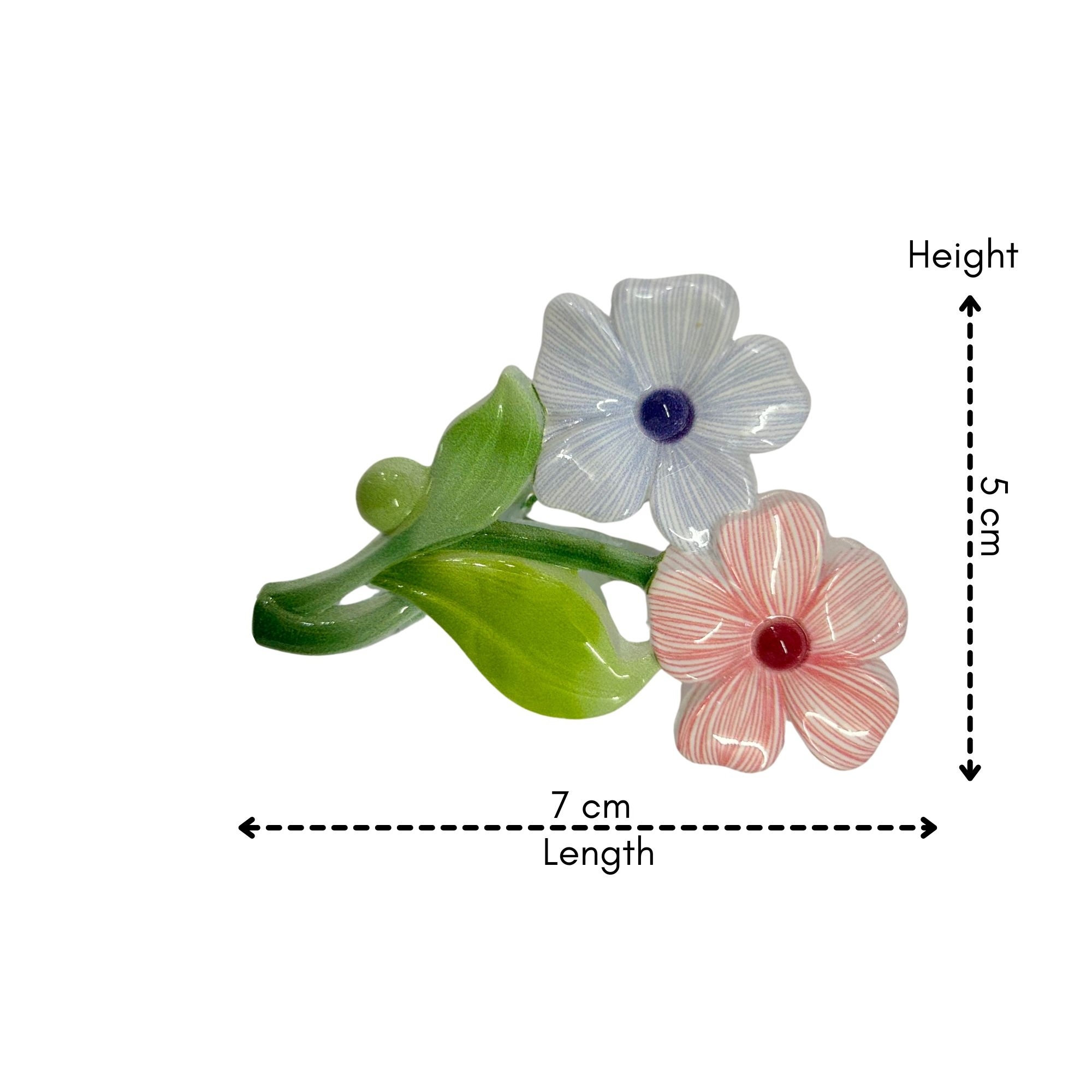 AJC-0456 DOUBLE FLOWER GARDEN LEAF HAIR CLAW 7CM image
