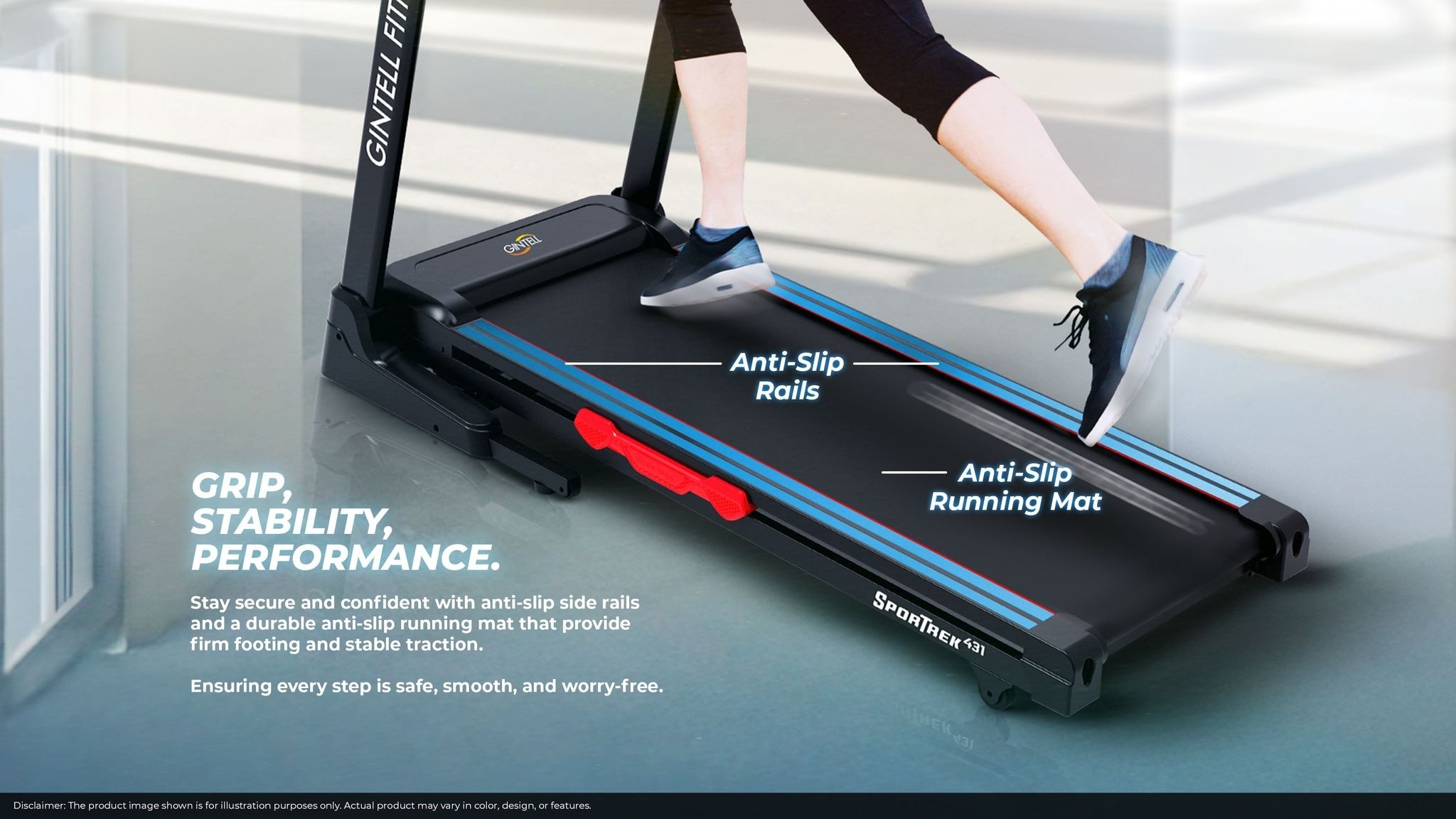 GINTELL Sportrek FT431 Bluetooth Auto Inclination Treadmill (Foldable) - (Black)