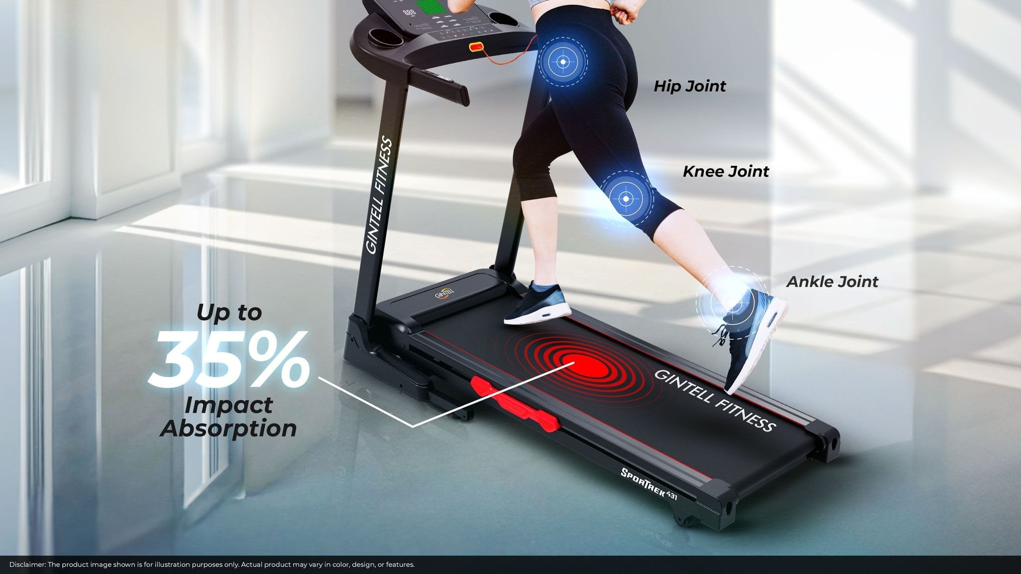 GINTELL Sportrek FT431 Bluetooth Auto Inclination Treadmill (Foldable) - (Black)