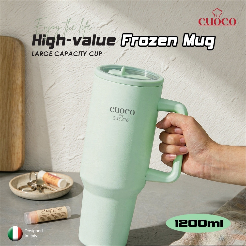 Cuoco 316 Stainless Steel Frozen Mug Max with Handle and Straw 1200ml Set