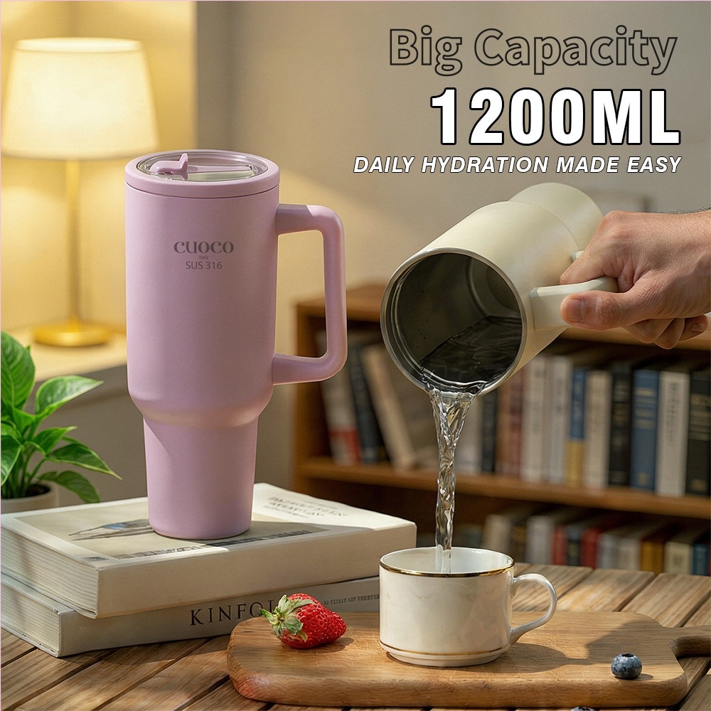 Cuoco 316 Stainless Steel Frozen Mug Max with Handle and Straw 1200ml Set