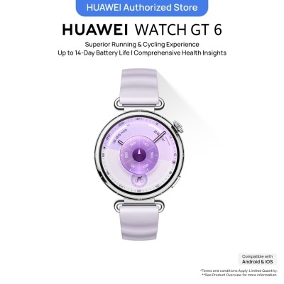 HUAWEI HUAWEI WATCH GT 6 Purple 41mm Smartwatch, Advanced Outdoor Sports*, Superior Running & Cycling Experience, ECG Analysis*, Up to 21-Day Battery Life*