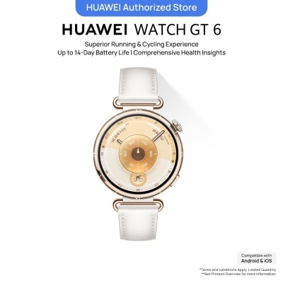 HUAWEI HUAWEI WATCH GT 6 White 41mm Smartwatch, Advanced Outdoor Sports*, Superior Running & Cycling Experience, ECG Analysis*, Up to 21-Day Battery Life*
