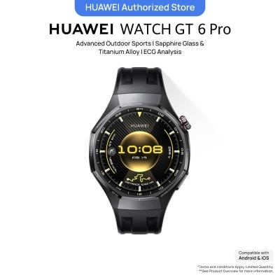 HUAWEI HUAWEI WATCH GT 6 Pro Black 46mm Smartwatch, Advanced Outdoor Sports*, Superior Running & Cycling Experience, ECG Analysis*, Up to 21-Day Battery Life*