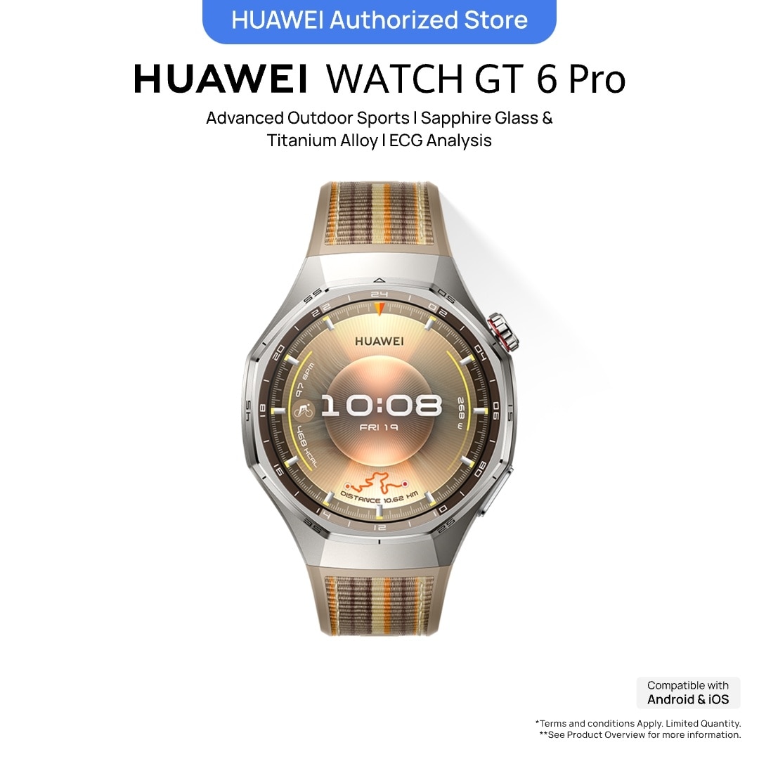 HUAWEI WATCH GT 6 Pro Brown 46mm Smartwatch, Advanced Outdoor Sports*, Superior Running & Cycling Experience, ECG Analysis*, Up to 21-Day Battery Life*