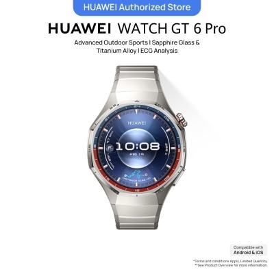 HUAWEI HUAWEI WATCH GT 6 Pro Titanum 46mm Smartwatch, Advanced Outdoor Sports*, Superior Running & Cycling Experience, ECG Analysis*, Up to 21-Day Battery Life*