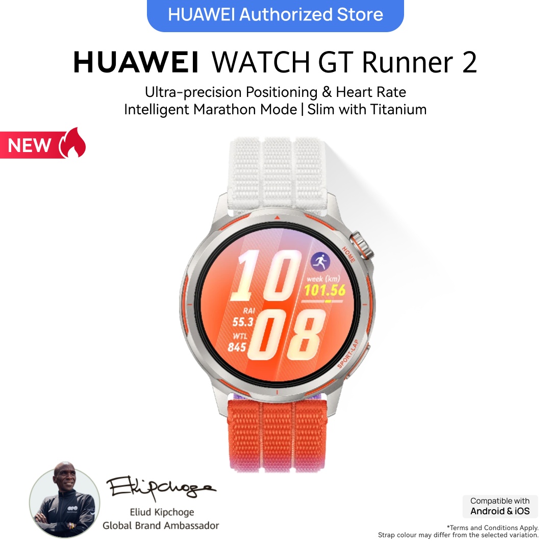 HUAWEI WATCH GT Runner 2 Dawn Orange Smartwatch, Ultra-Precise Positioning & Heart Rate, Intelligent Marathon Mode, Slim with Titanium