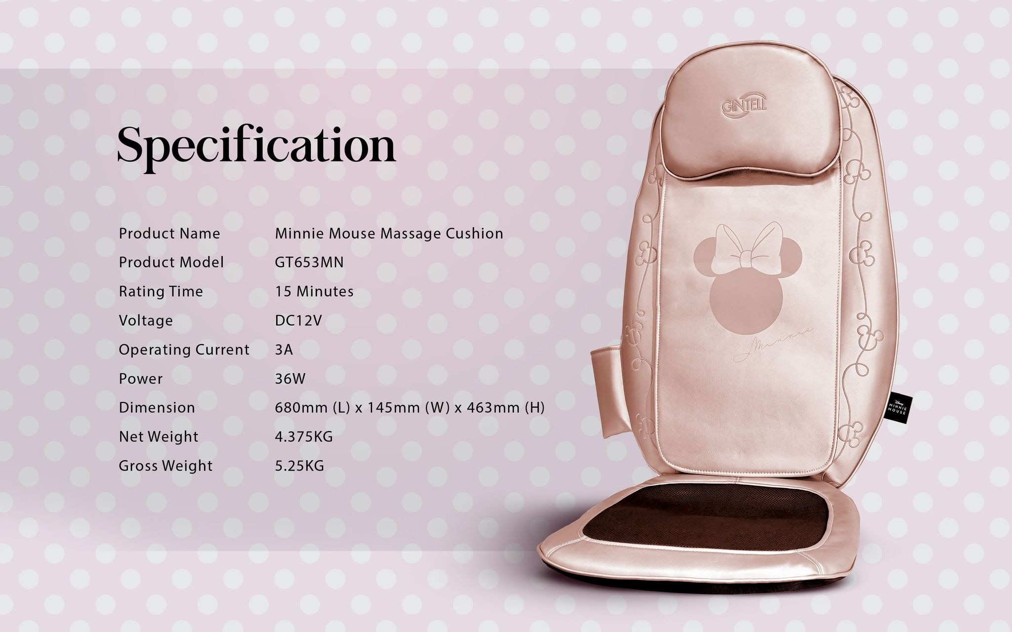 GINTELL Minnie Mouse Massage Cushion GT653MN
