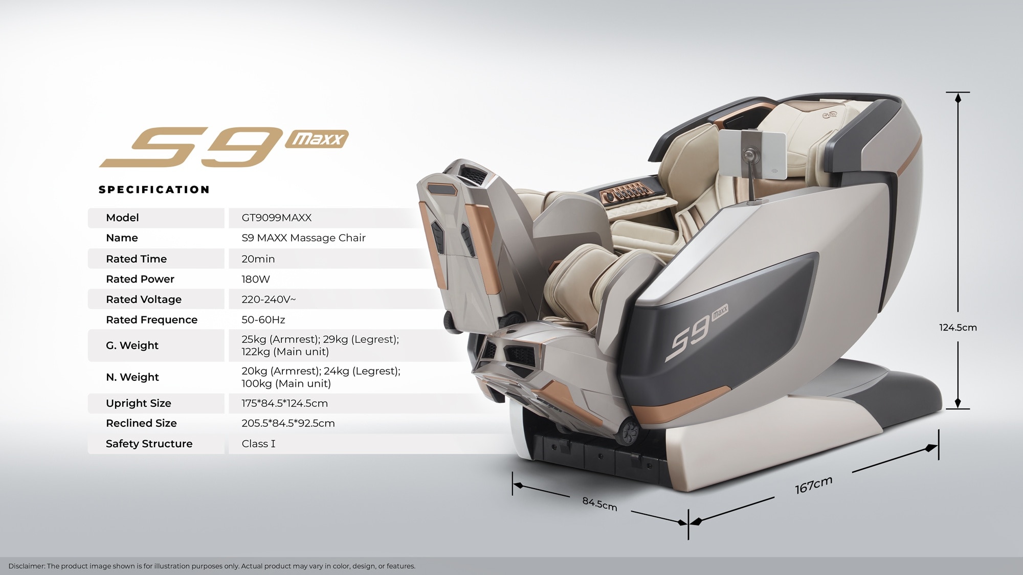 GINTELL S9 Maxx Massage Chair (Grey) GT9099MAXX
