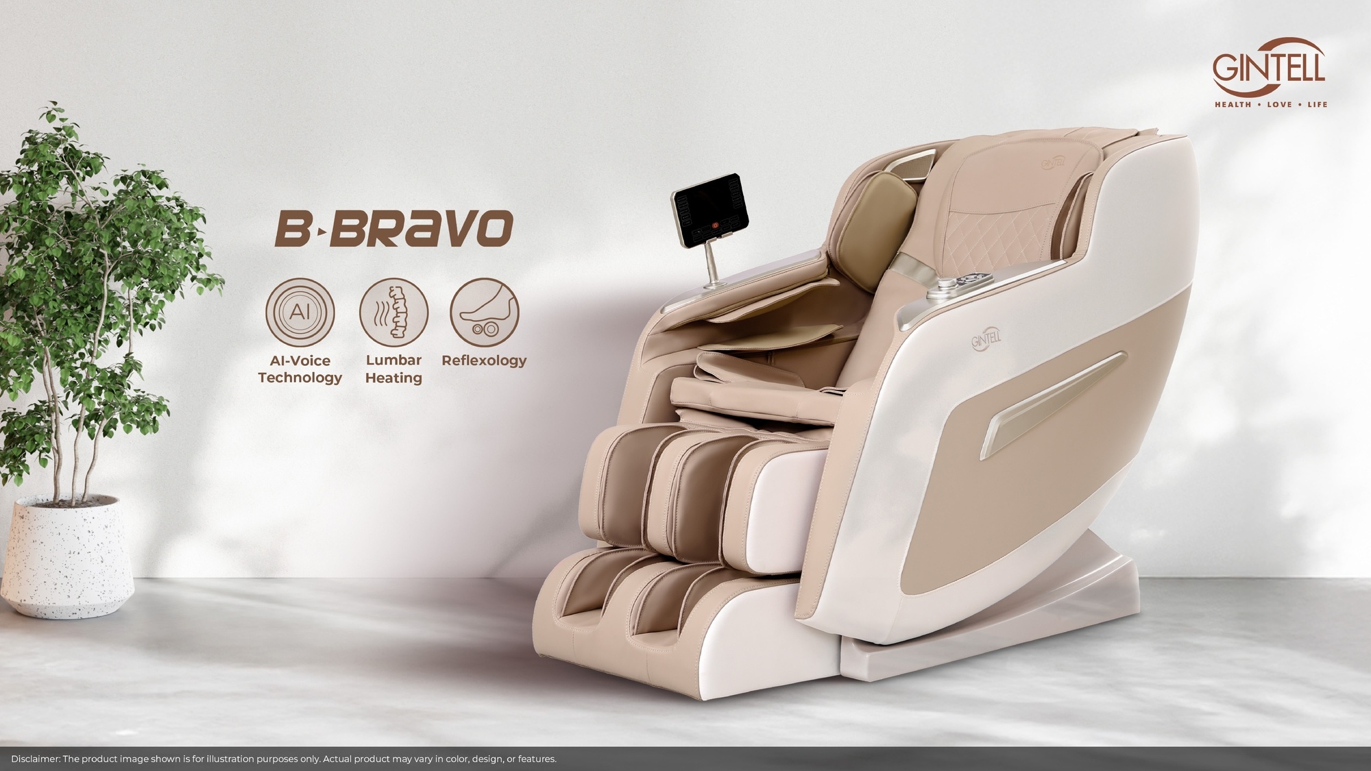[NEWLY LAUNCHED]  GINTELL B-Bravo Light Brown Massage Chair GT9850LB image