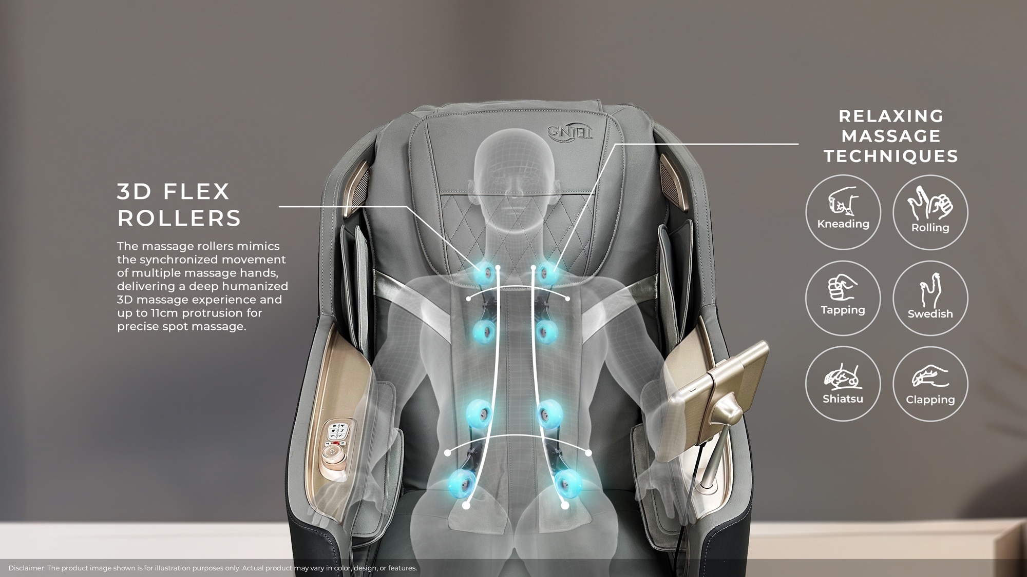 GINTELL B-Bravo 2 Massage Chair (3D Roller + Heat Therapy + Full Body Airbag)