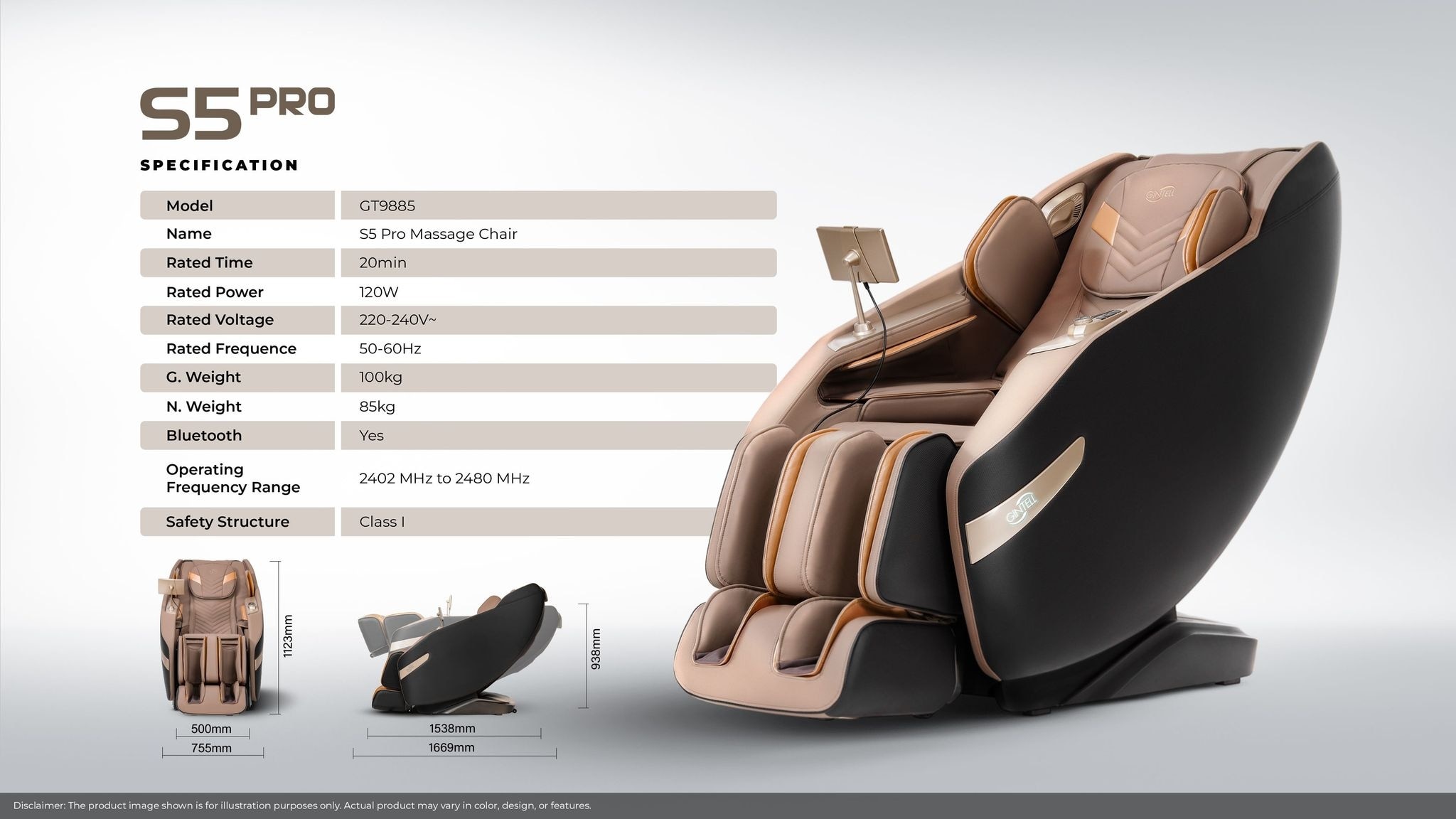 GINTELL S5 Pro Massage Chair (Black Brown) GT9885BB