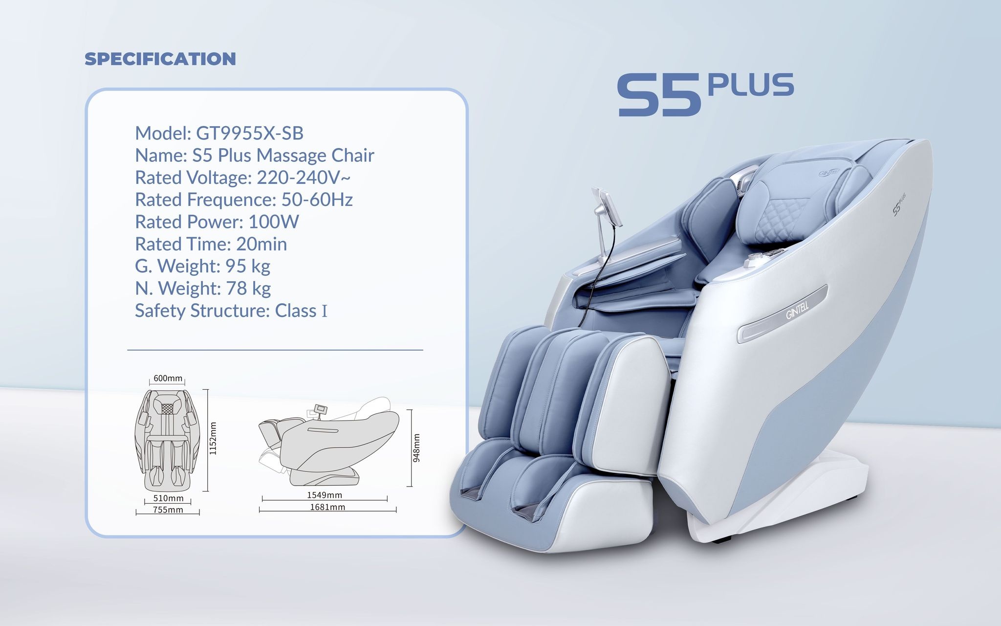 S5 Plus Massage Chair GT9955X