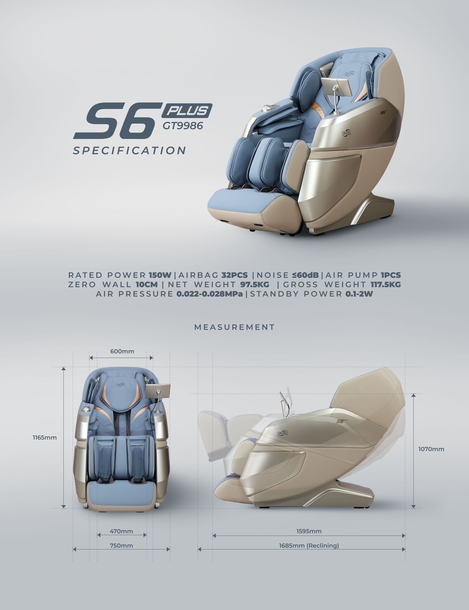 S6 Plus 8 Hands Wellness Chair GT9986GG