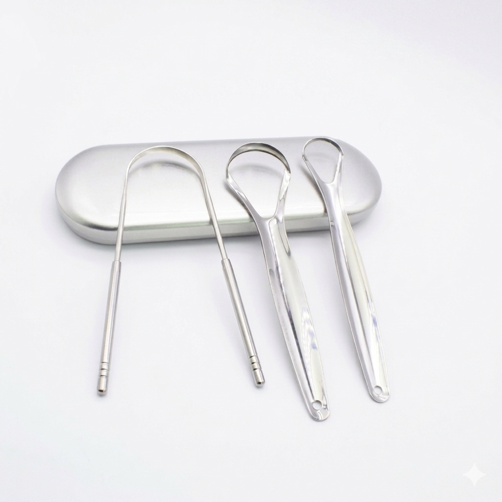 3PCS Stainless Steel Tongue Scrapper Cleaner