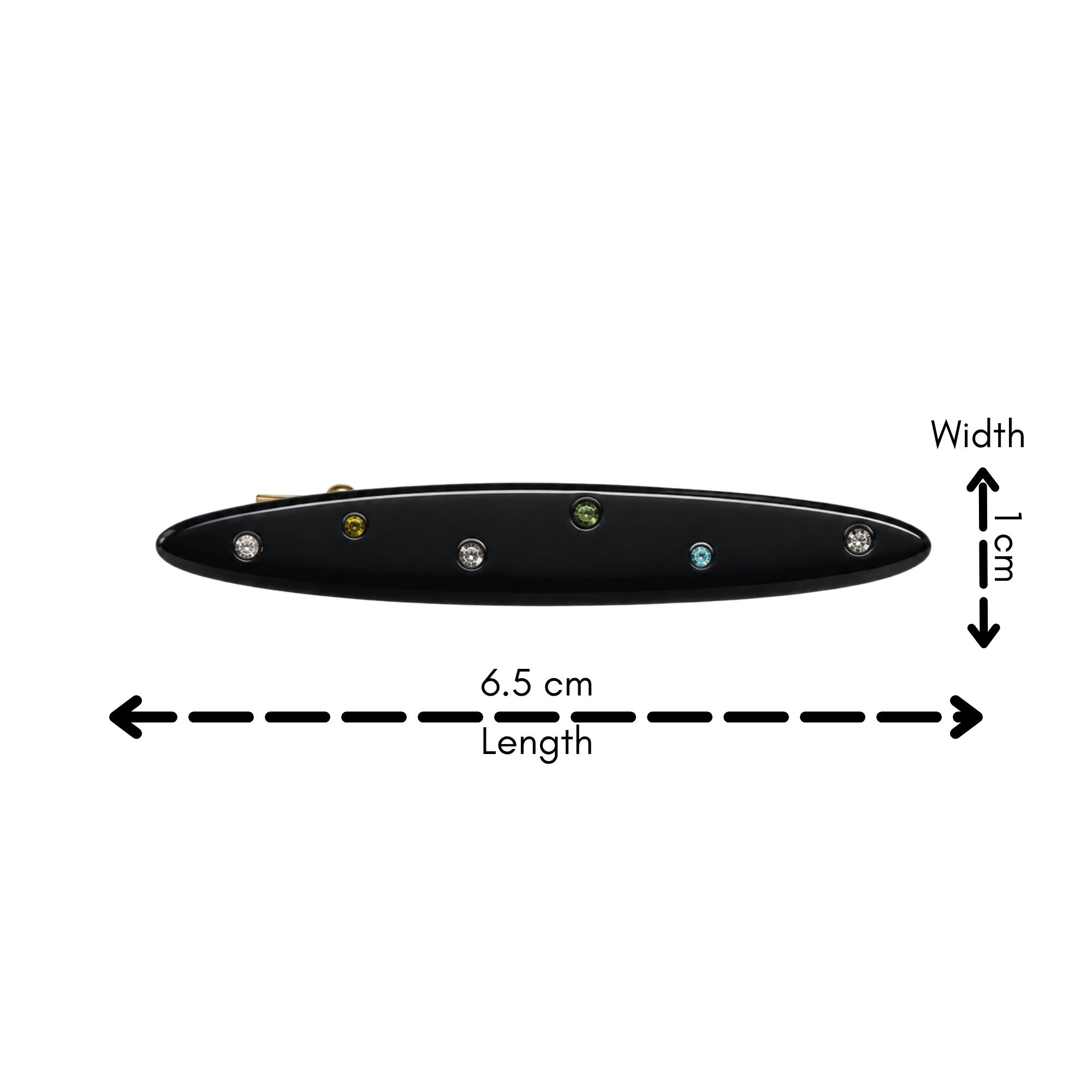 #0346 HAIR CLIP SHINING BLACK DIAMOND 6.5CM