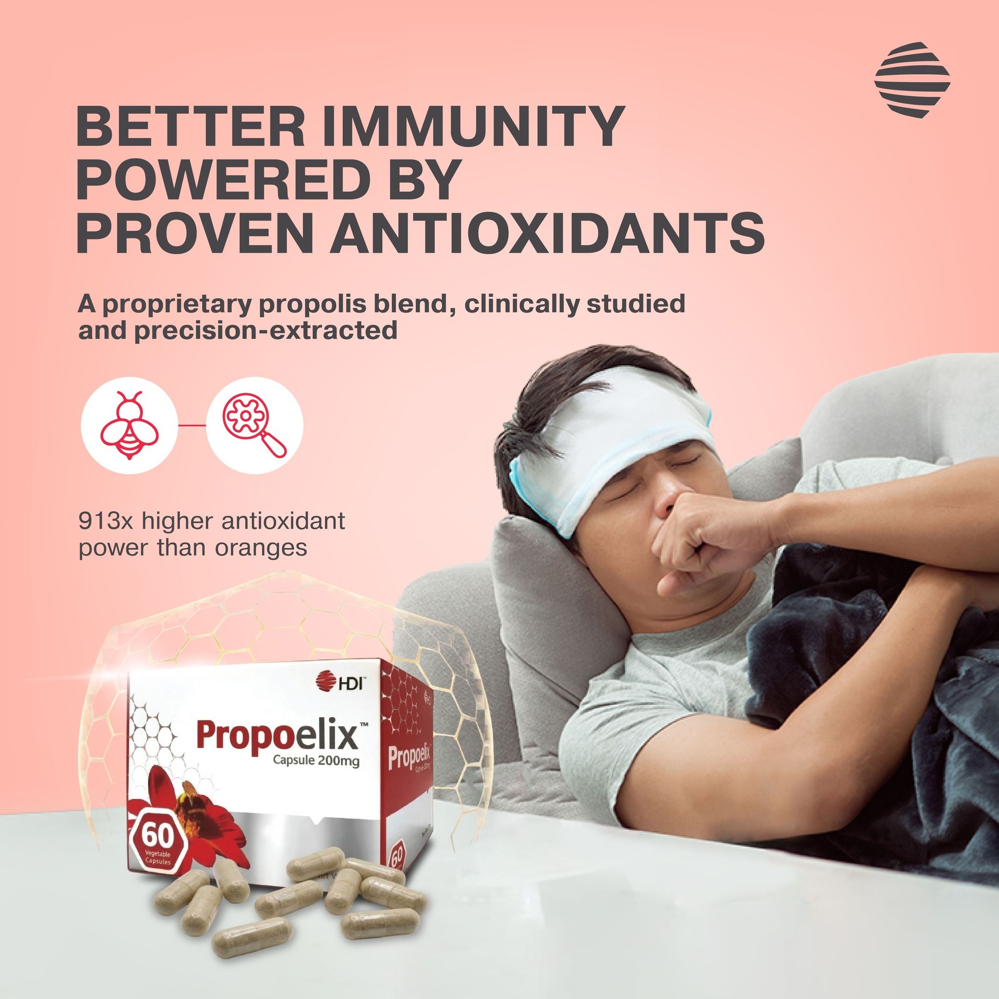 HDI™ Propoelix™ - Propolis Blend - Proven effective Dengue recovery - Immunity Boost - 60 Vegecaps